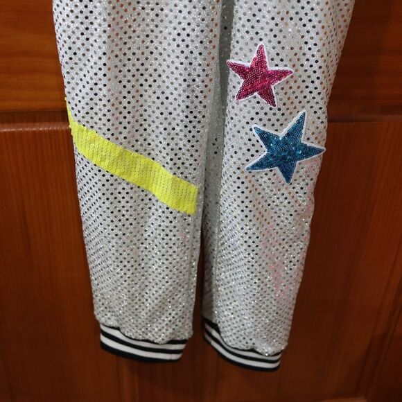 JoJo Siwa Silver Sequin Jumpsuit with Pink and Blue Accents - Picture 5 of 15